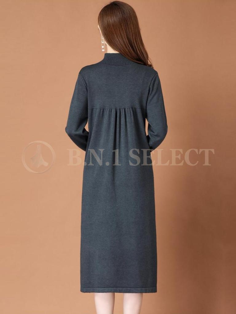 BN1 Select Knit High Below the BN265 BLK M Women's Dress, Beautiful, Fall/Winter/Spring, Neck, Knee, Black,