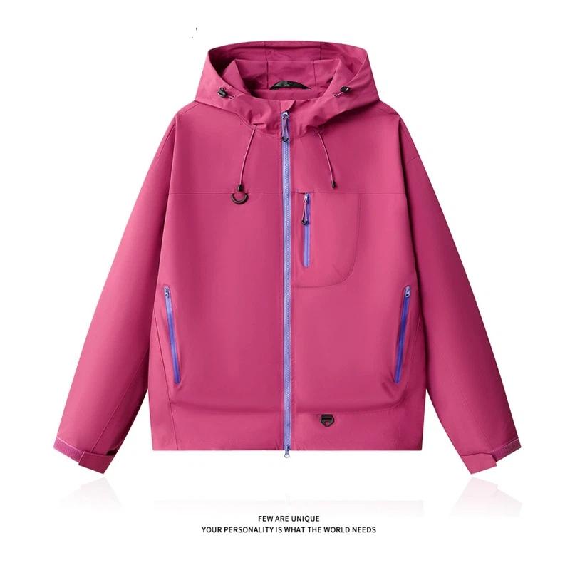 Windproof And Waterproof Hooded Jacket For Both Men And Women Outdoor Hiking Jacket With Multiple Pockets Casual Jacket