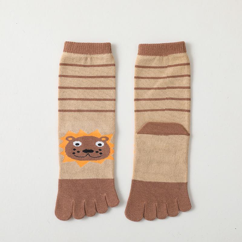 Children's Cotton Five-Finger Pile-Up High Socks for Autumn and Winter