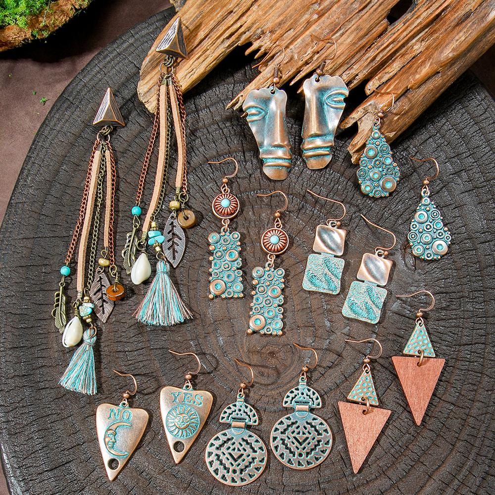 

12 пар богемных винтажных висячих серег для женщин, сувениры, геометрические, эффектные, с кисточками, каплевидные, для повседневной носки, для вечеринки, для работы, подарки, универсальные