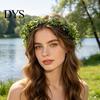 Green Leaf Hair Wreath Bridal Flower Crown Fairy Style Artificial Flowers Eucalyptus Forest Headband Chaplet Head for Weddings Beach Vacation
