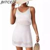 BITCED Sexy Knit Strapless Dress Fitted Strapless Dress Lace-Up Beach Dress