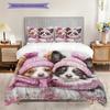 Sheep and Puppies Pattern Bedding Quilt Set Quilt Cover Pillowcase Home Decoration Birthday Gift (1 * Duvet Cover + 2 * Pillowcase, Without Core)