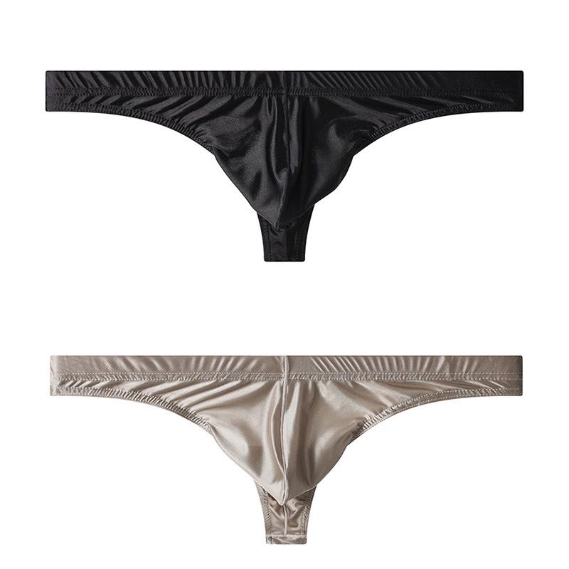 Men's Satin Ice Silk Breathable Thong Briefs