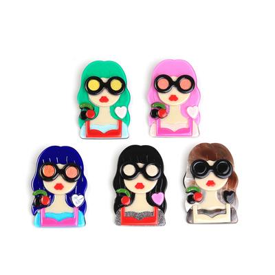 Europäischen und Amerikanischen acryl bord trägt brille cartoon mädchen pin Koreanische version pin für frauen geschenk