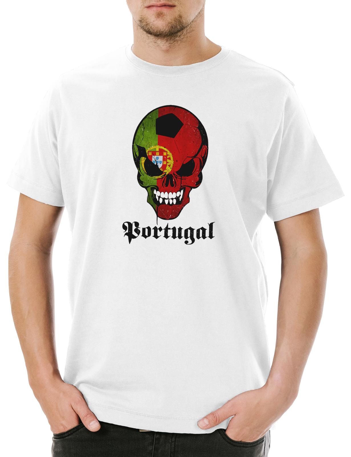Classic Football Portugal Skull Flag Men s T-Shirt Mens Womens Tees Top Hooligan Skull Banner S