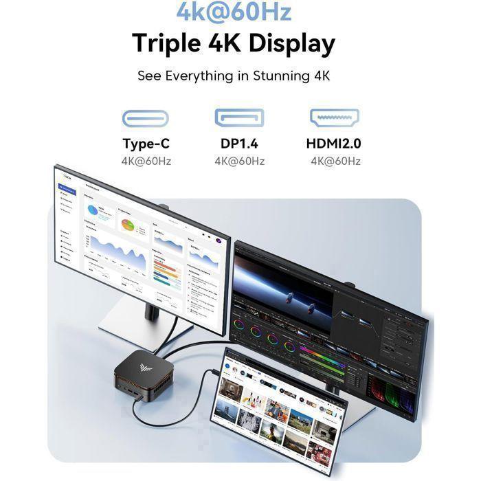 Mini PC NIPOGI - 16 GB DDR4 512 GB M.2 SSD - AMD Ryzen 4300U(4 C/4 T, fino a 3,7 GHz) - BT4.2 - WiFi5 - HDMI 4K@60Hz - Win 11 PRO