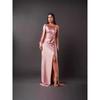 Summer New Women's Clothing Diagonal Collar Shoulder Sleeve Pleated Waist Split Sexy Dress