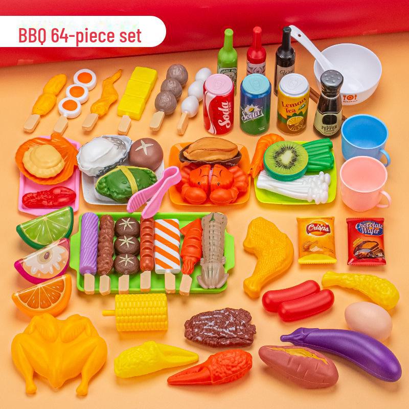Children's Pretend BBQ Set: Kitchen Play Barbecue Skewers with Simulation Food