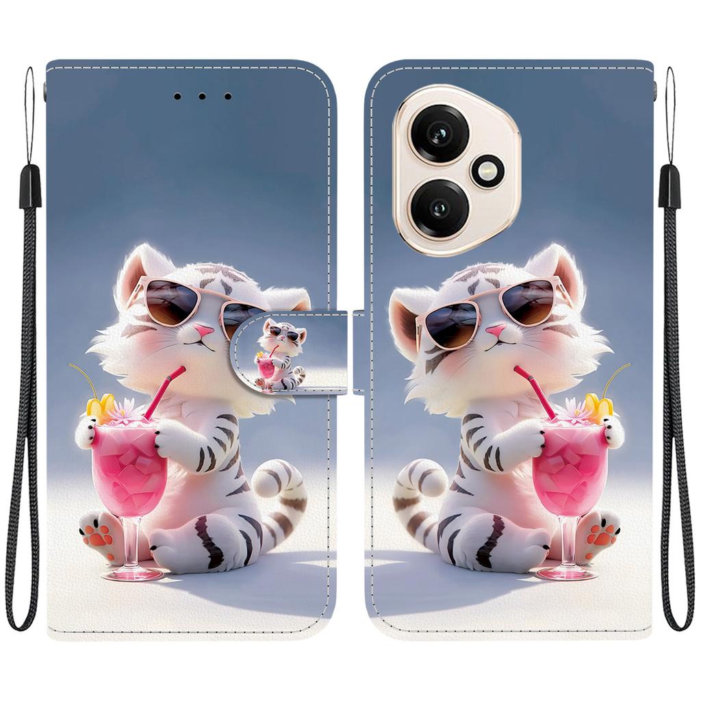 For Honor 400 5G (Global) Case Pattern Printing Leather Flip Wallet Phone Cover with Lanyard