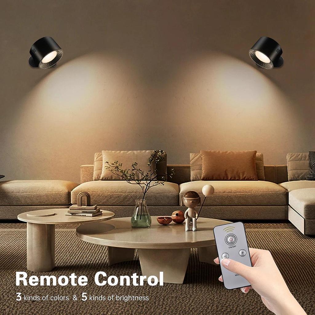 Kinkiety LED Montowane do Czytania z Pilotem Kinkiety Lampa z 3 Temperaturami Barwowymi Magnetyczny Obrotowy 360° Bezprzewodowy do Domu Żarówka