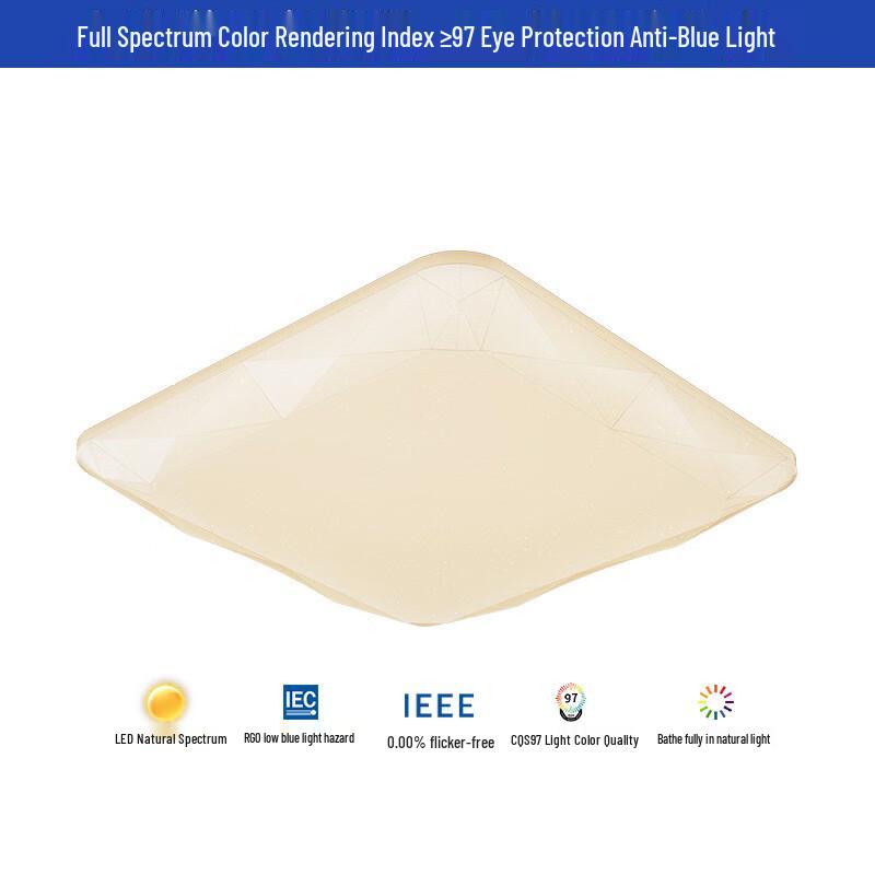 Xuan Yong Square LED Ceiling Light, Full Spectrum CRI 97, 3-Color Dimmable 500x500x70mm