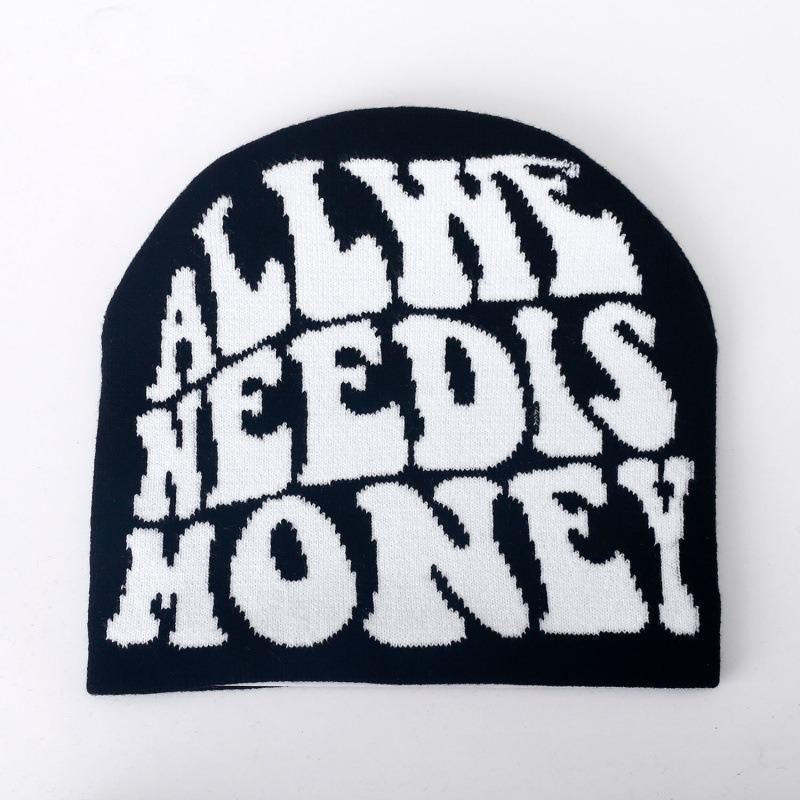 New Men's and Women's Y2K Wool Pullover Hat Jacquard Letter Personality Fashion Hip Hop Knitted Hat Hat