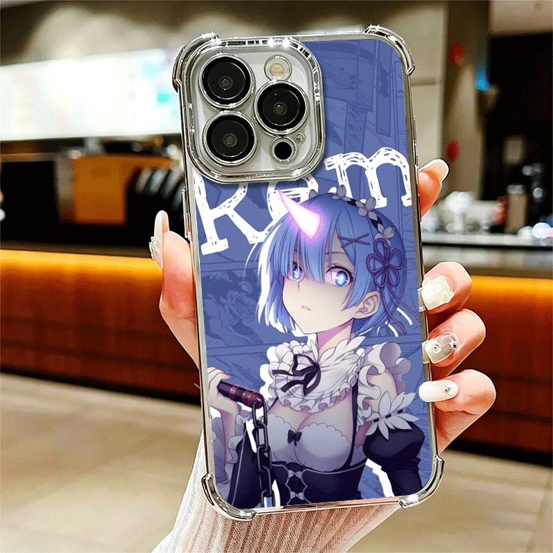 R-Rem Re Zero Anime Soft Phone Case For iPhone 15 16 17 Air 14 Pro Max 16E Plus 13 12 Mini Plating Anti-Fall Fundas