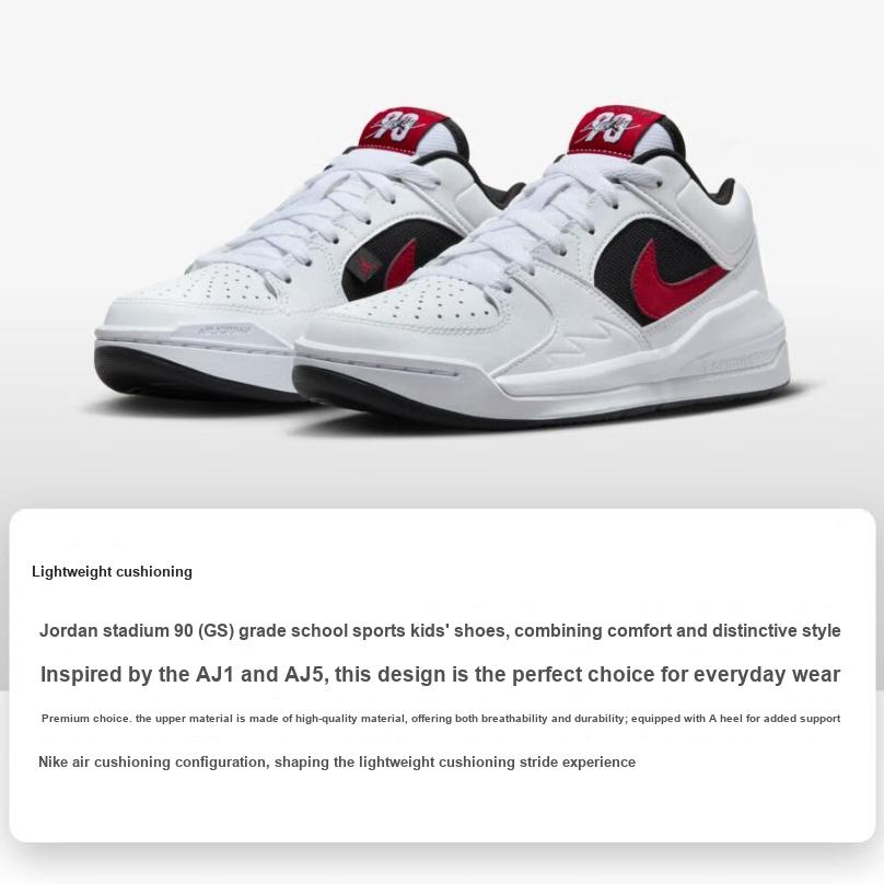 Air Jordan Stadium 90 GS White Black Gym Red Kids Sneakers DX4399-116