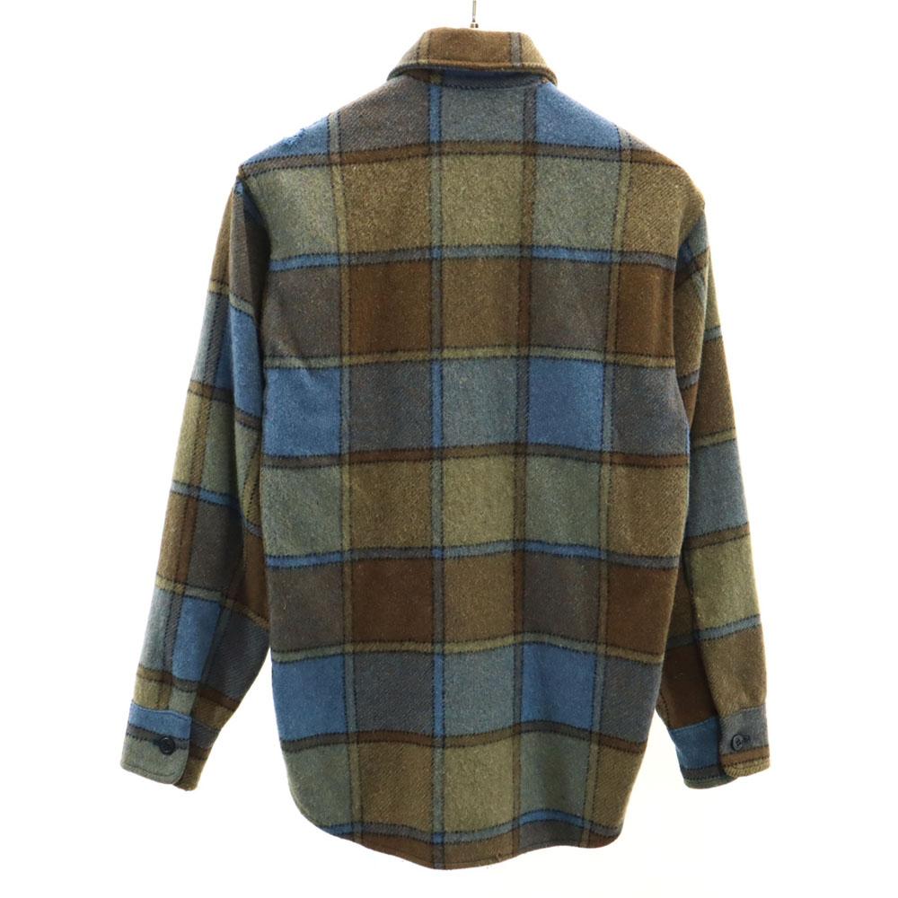 TOWNCRAFT 60s Vintage Triangle Tag Check Pattern Long Sleeve Wool Shirt S Men's Used