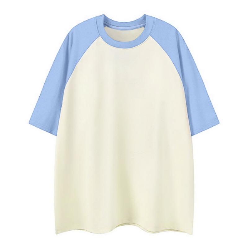 Pure Cotton Multicolored Heavy-duty Couple T-shirt with Shoulder Sleeves for Short-sleeved Women