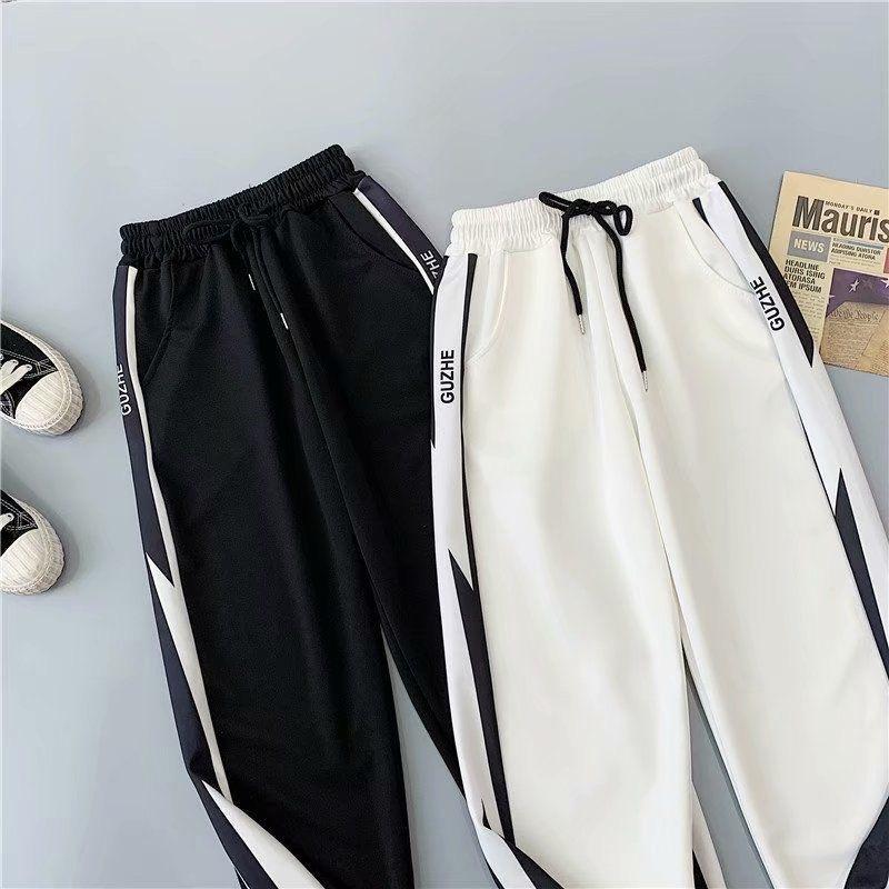 Men's Spring and Autumn Plus Size Solid Colour Loose Thin Comfortable Simple Stretch Waist Drawstring Pants
