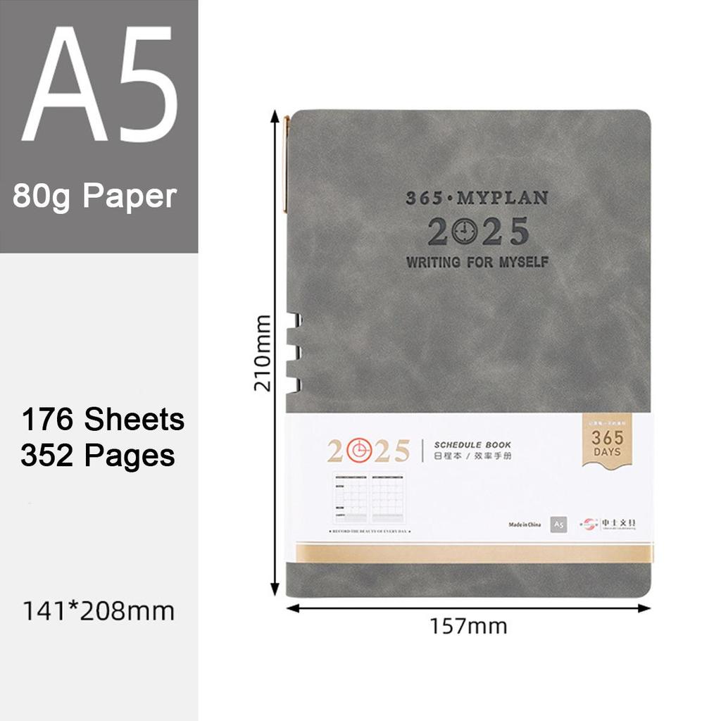 A6/A5/B5 Leather 2025 Business Schedule, Student Daily Planner, 365-day Record Book, Notepad, Memo, 176 Sheets, 352 Pages
