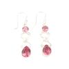 Natural Pink Tourmaline Gemstone 925 Stamped Silver Jewelry Handmade Earrings 2" EE-156-5