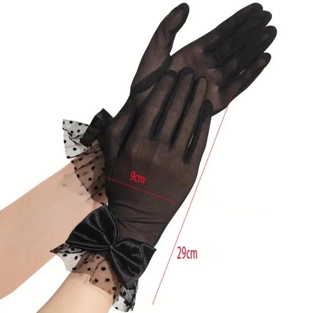 Lace Dinner Gloves Bow Wedding Dress Gloves Elegant Lace Gloves Party