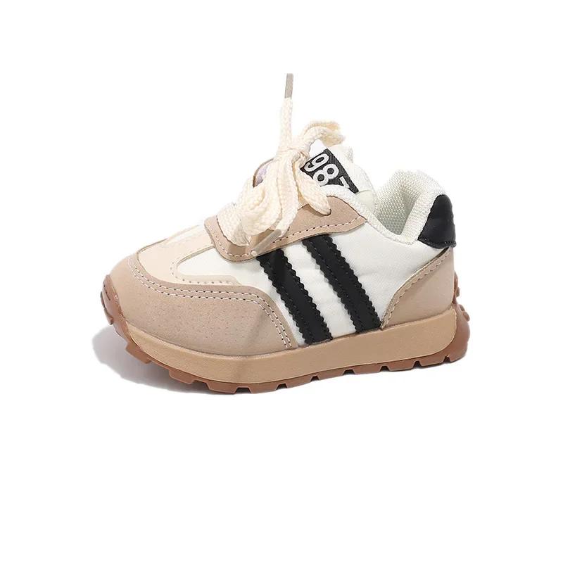 Toddler Kids Sports Shoes Thick Soft Sole Boys Girls Walking Shoes Striped 2024 New Fashion Children Casual Shoes Wear-resistant