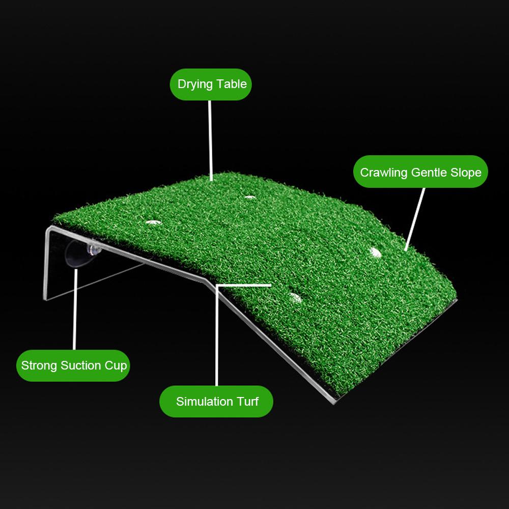 Aquarium Dekoration Saugnapf Schildkröte Kletterleiter Schildkröte Sonnenplattform Simulierte Rasenlandschaftsgestaltung Trocknen Schwimmend