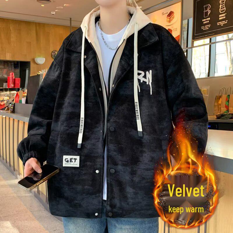 

Men s Trendy Two-Piece Look Casual Velvet Jacket for Autumn/Winter L