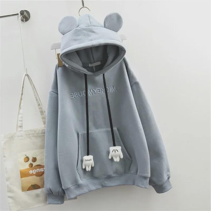 Damen Oversized Bärenohren Pullover - Herbst/Winter Lazy Style, mit Samt, Besticktes Nischen-Hongkong-Design