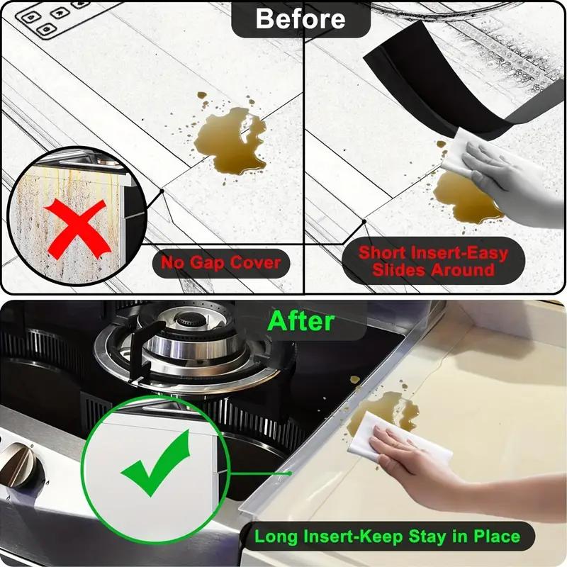 1PC 63cm/24.8inch Silicone Gap Strip Kitchen Gas Stove Sealing Anti-Oil Anti-Stain Strip Silicone Insert Strip Kitchen Accessori