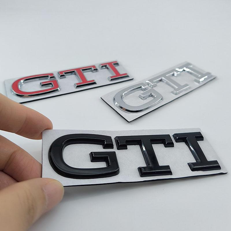 BSK1 Per VOLKSWAGEN VW GTI Nuovo Logo 3D in Metallo Cromato Nero Rosso Lettere Emblema GTI Adesivi Badge Posteriore del Bagagliaio Auto Per Volkswagen VW Golf in2