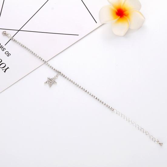 Anklet Five-pointed Star Pendant Adjustable Jewelry Rhinestone Inlaid Foot Chain for Women