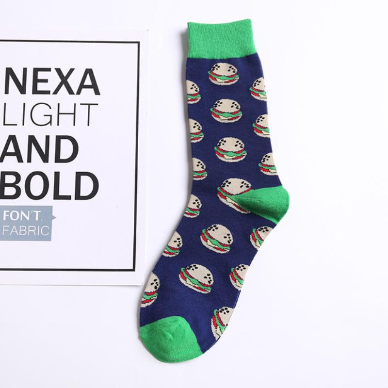 

Женские носки в корейском стиле, хлопковые носки с фруктами и едой, носки с вишней, персиком, бананом, яйцом, гамбургером, авокадо One size