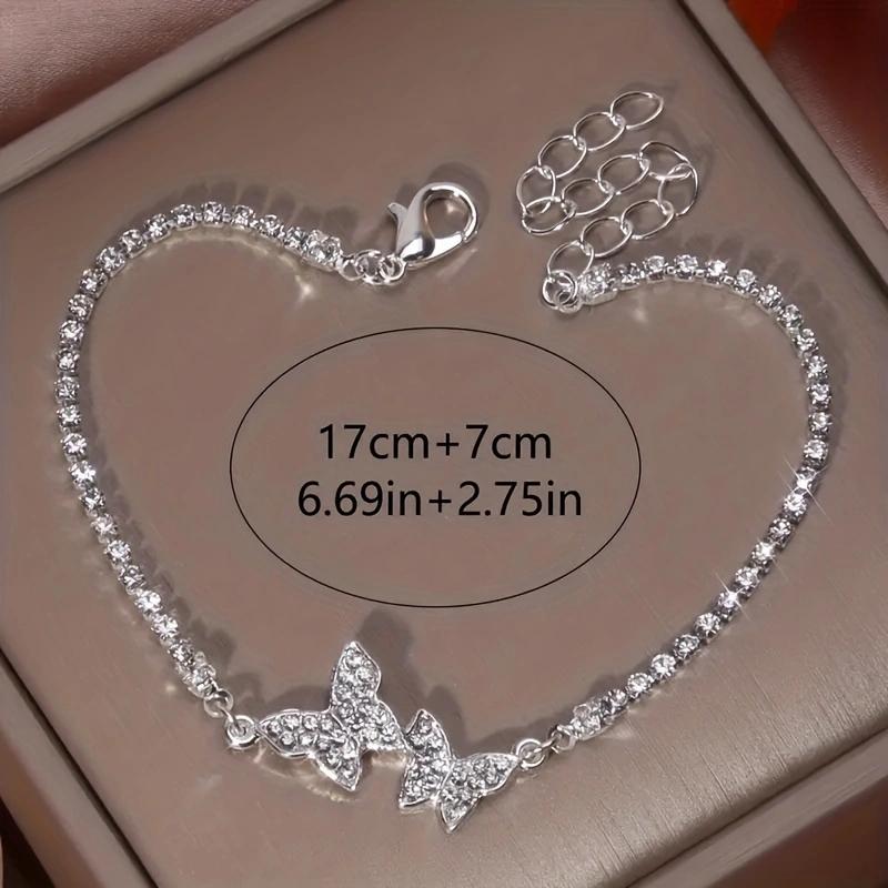 1PC Women's Fashion Trendy Butterfly Foot Chain Zircon Accessories Suitable for Date, Party, Festival Gifts-6239