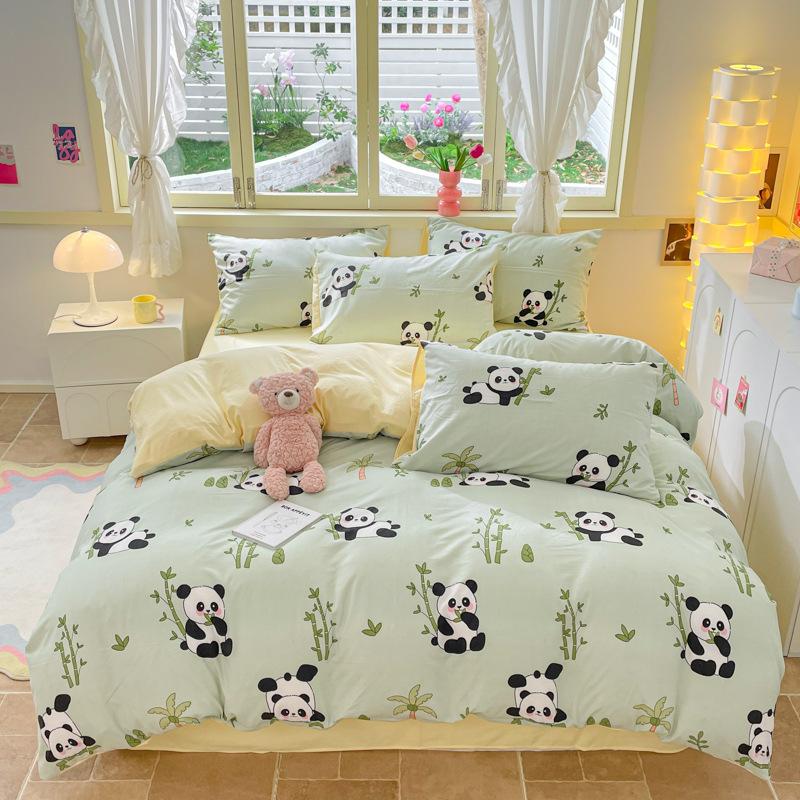 Girl Heart Fresh Small Floral Bedding Four-piece Set Washed Cotton Dormitory Bed Single Three-piece Set