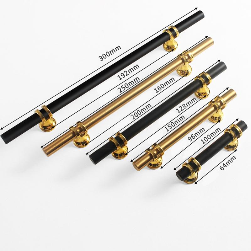 Modern Black Gold Cabinet Handles - Solid Drawer Knobs For Kitchen Furniture With Zinc Alloy Material