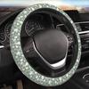 Sage Green Hippie Flower Auto Car Steering Wheel Cover Universal 15 Inch Neoprene Interior Decor Protection Accessories