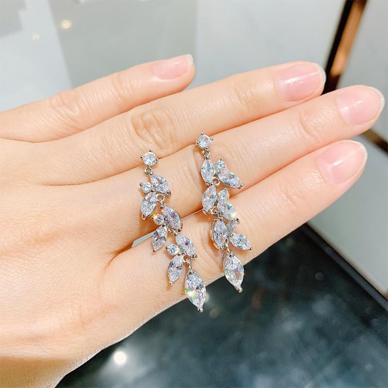 

Легкие роскошные серьги из листового циркония женские серьги серебряные серьги знаменитости с бахромой ювелирные изделия мода