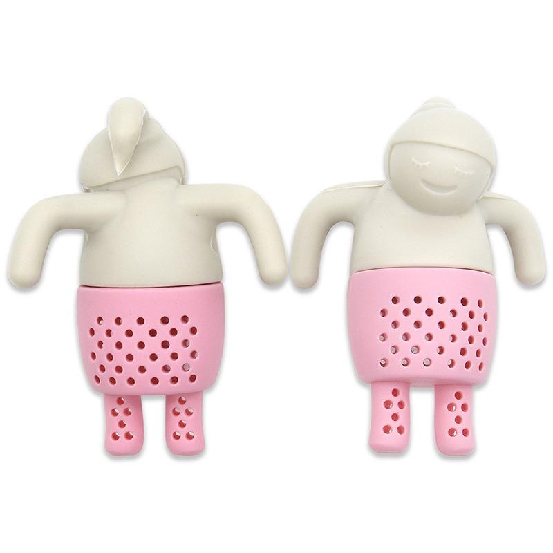 1pc Creative tea set, tea filter, lazy bath, villain tea leak bag, creative silicone cartoon girl tea maker