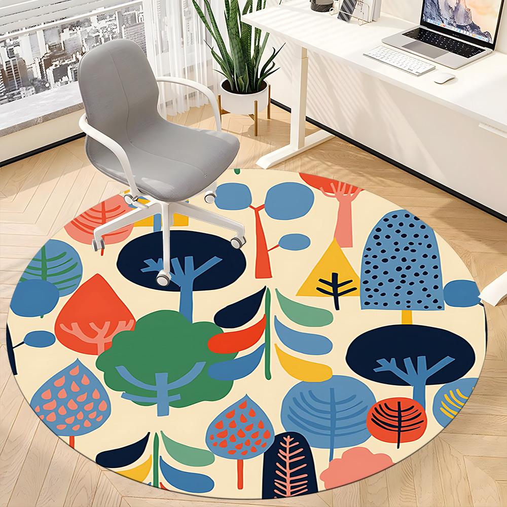 1pc Forest, Nature Office Round Rug, Non-slip, Soft and Durable Office Rug for Interior Decoration, Perfect for Office, Beautiful Decoration yy2603120