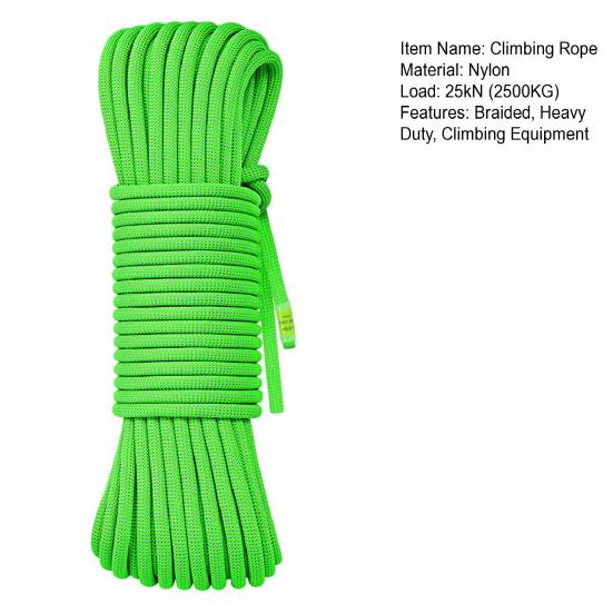 10.5MM 1M Horolezecké lano 25kN Venkovní Skalní lezení Pletené Statické lano Vysoká zátěž Slaňování Práce ve výškách Záchranné lano Horolezecké vybavení