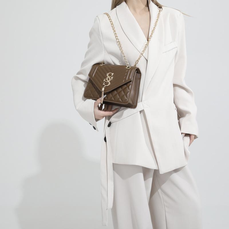 Korean Style Chain Bag for Women In Spring and Summer New Fashionable One-shoulder Crossbody Small Square Bag Texture Embroidered Thread Women's Bag