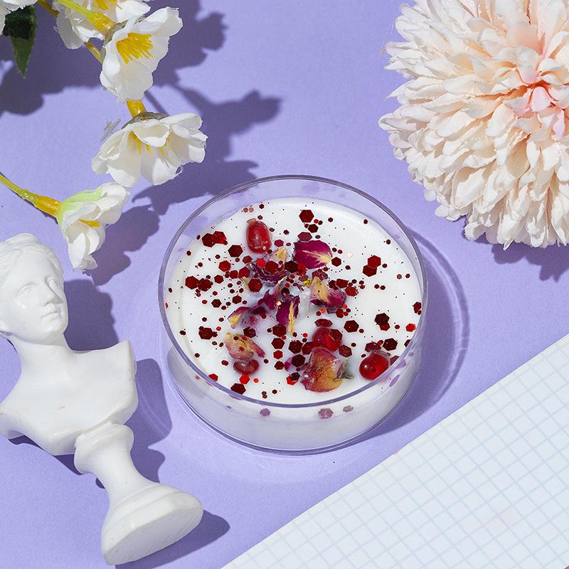 Glitter Crystal Aromatherapy Candle Set with Dried Flowers & Shells - Soy Wax Gift