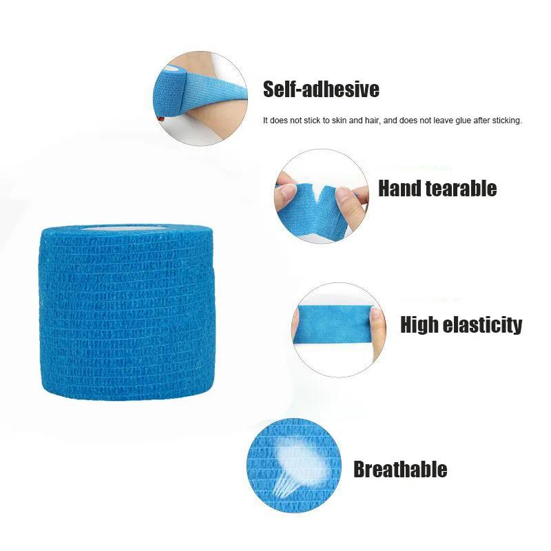 6/20PCS 5cm*5m Sports Self Adhesive Elastic Bandages Blue Wrap Tape Elastoplast For Knee Pads Finger Ankle Palm Aid Kit Pet Tool