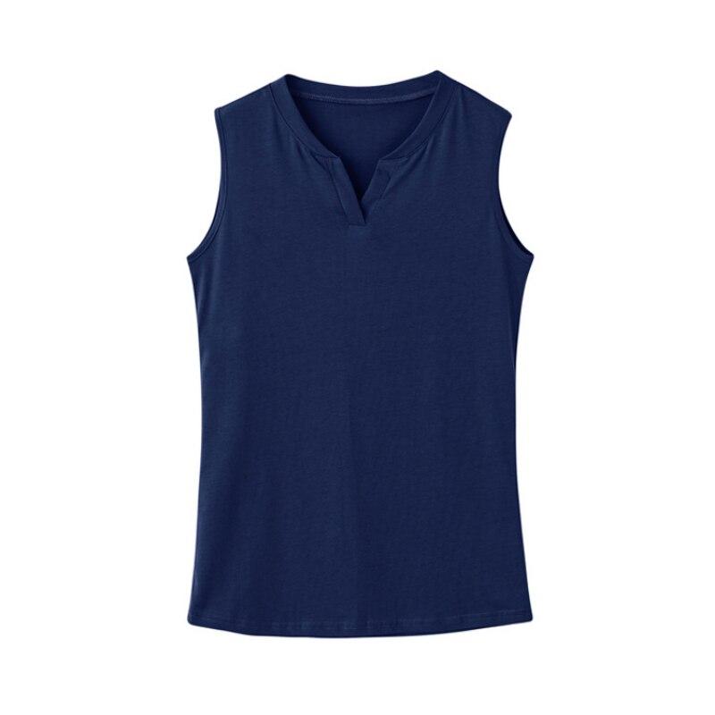 

2023 Летняя сексуальная майка для женщин с V-образным вырезом, футболка без рукавов, повседневная корейская женская хлопковая нижняя рубашка, тонкая одежда, элегантная 25826 XL королевский синий