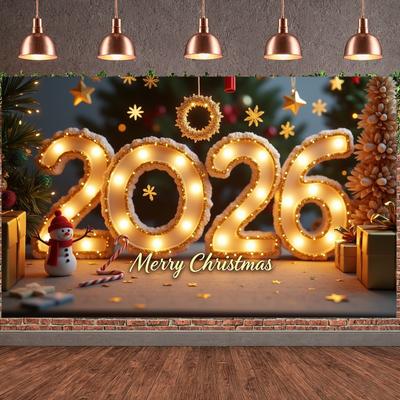 Frohe Weihnachten Banner Kranz Schneemann Schneeszene Weihnachtsfeier Dekoration Hintergrund 2026 Neujahrsveranstaltung Fotohintergrund Requisiten