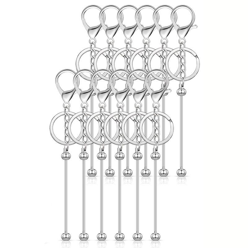 WTEMPO Zinc Alloy Beading Rod Keychains Key Ring Chain Rod Handmade DIY Beaded Keychains Creative Bag Decor Hanging Pendants Festival Special Gifts