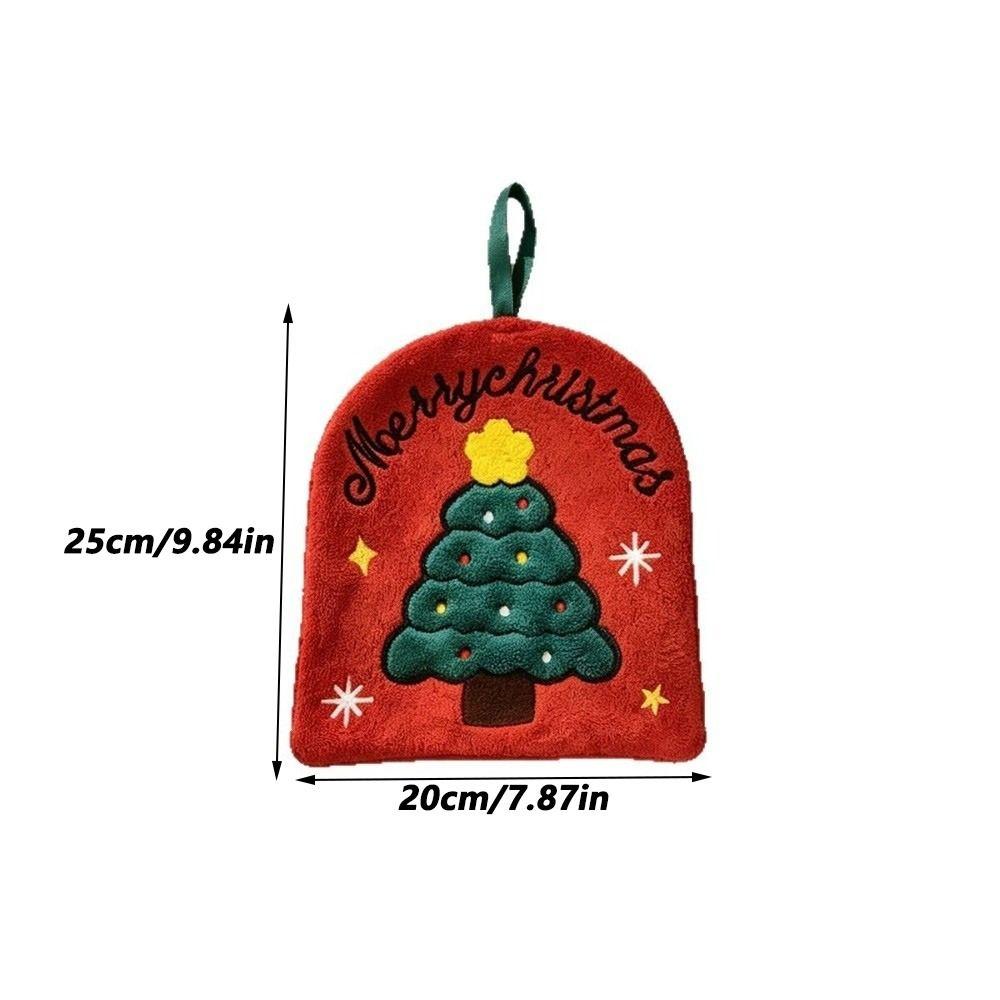 Coral Fleece Christmas Hand Towels Quick-drying Cleaning Dishcloths Xmas Decor
