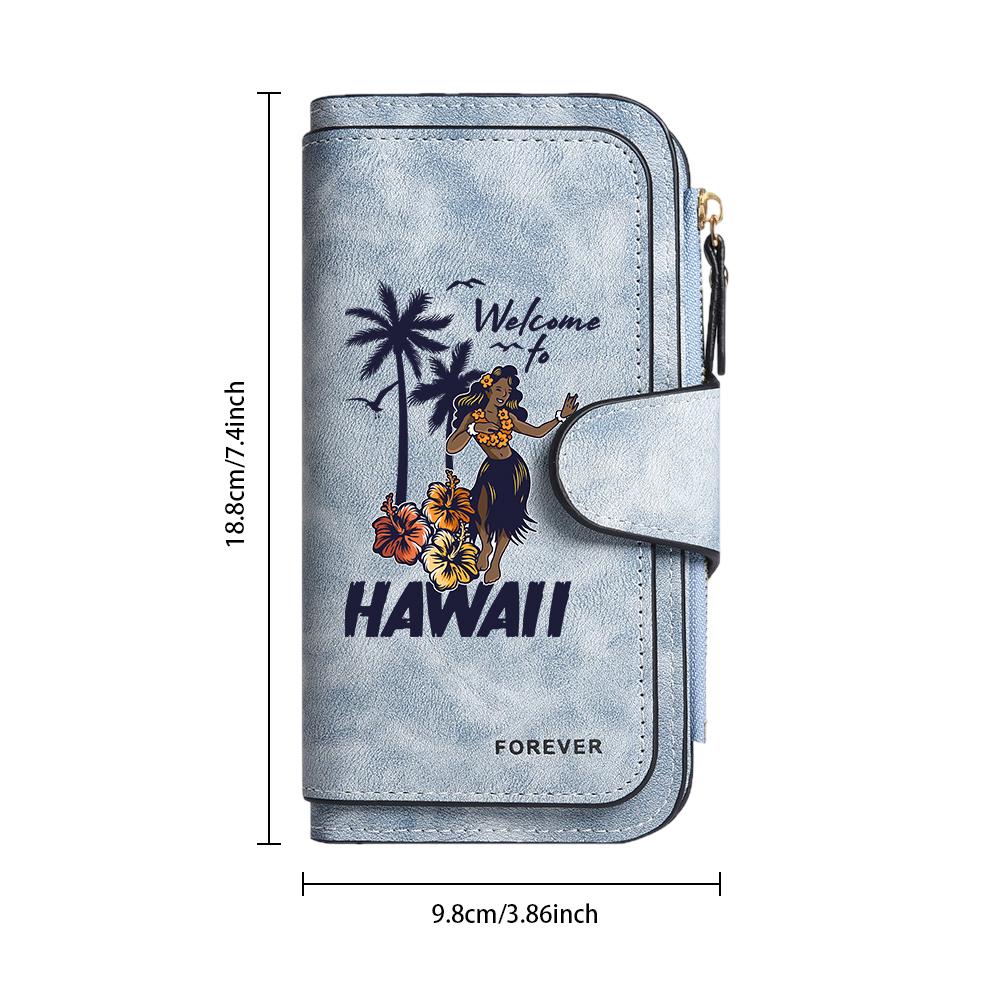 Hawaiian Hula Girl Print Wallet Portable Fashion Casual Multi Card Slot Purse