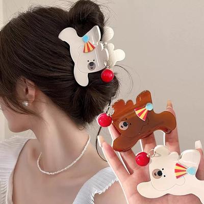 Große Haarklammern mit Cartoon-Bär für Frauen, elegante Acryl-Haarnadeln, Krabben-Haarspange, Kopfbedeckung, koreanisches Haar-Accessoire für Mädchen